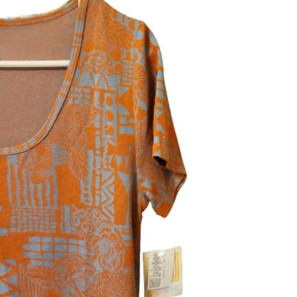 LuLaRoe Orange and Blue-Gray Abstract Pattern Classic T Shirt Size Large NWT - Picture 3 of 4